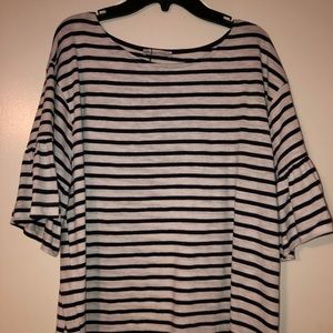 Zara Blue and White Striped T-shirt
